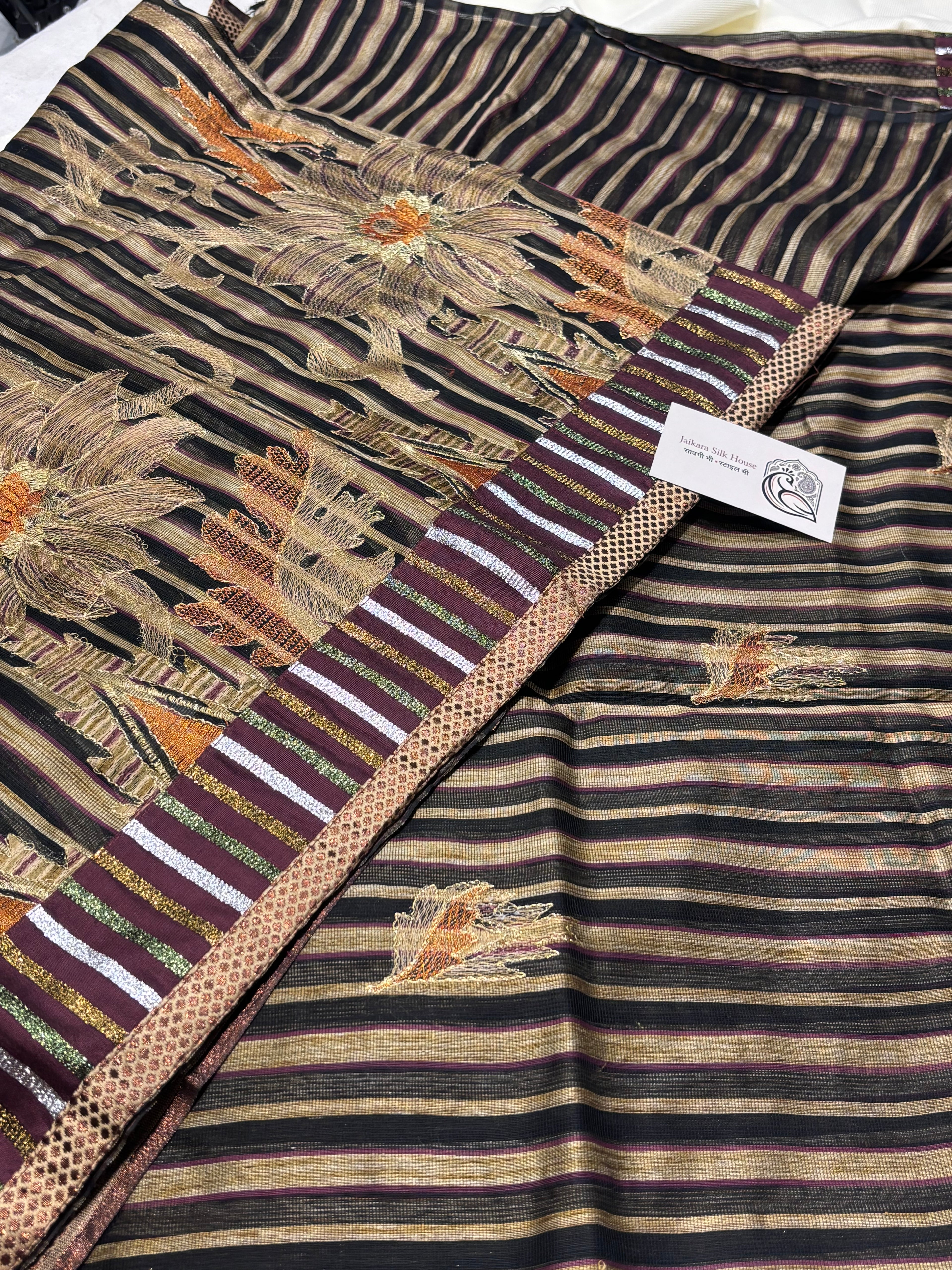 Kota Check Saree with Patch Border & Embroidery Work