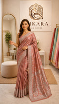Coral Pink Mashru Silk Booti Jaal Saree