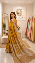 Yellow Mashru Silk Booti Jaal Saree