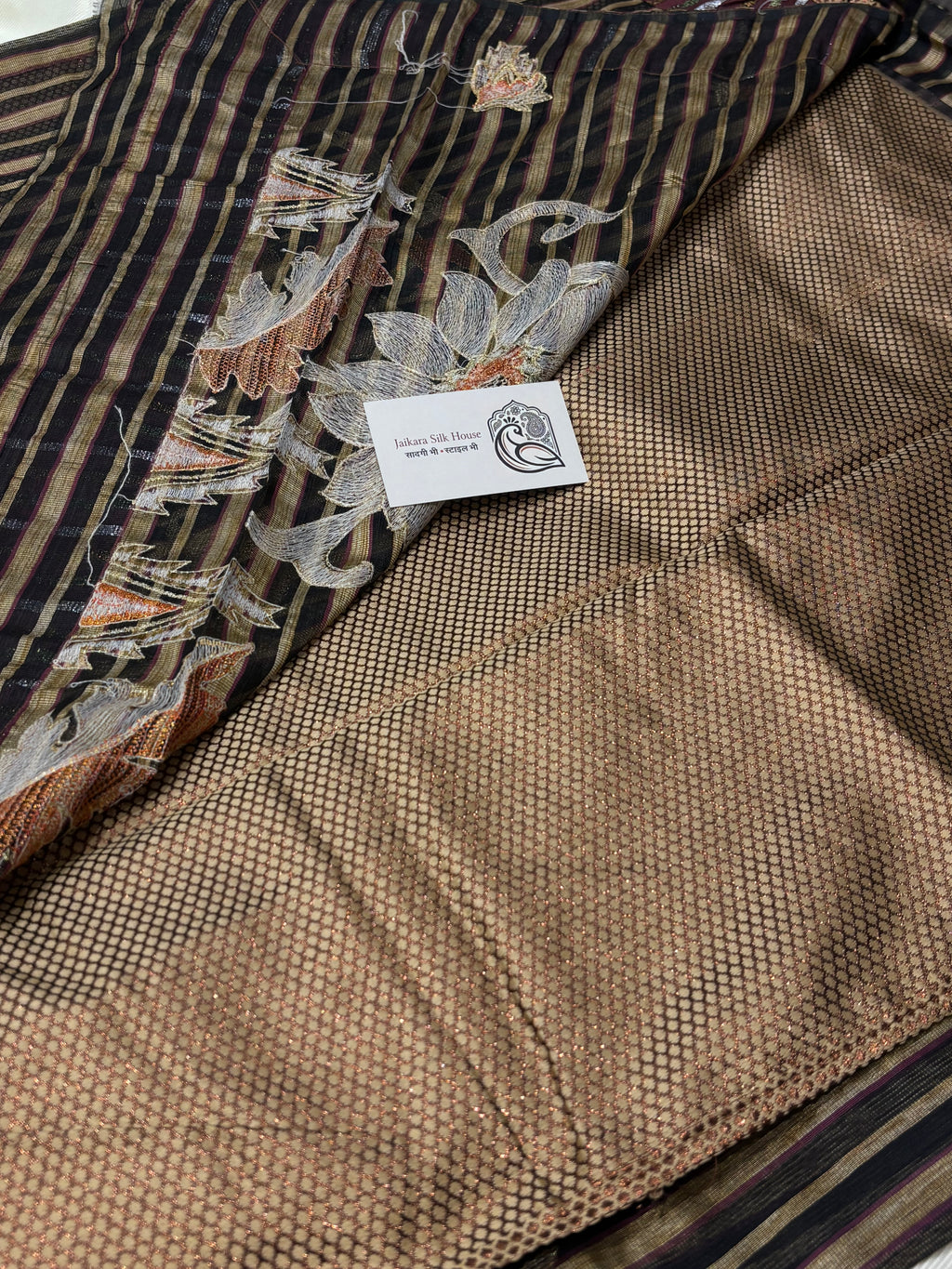 Kota Check Saree with Patch Border & Embroidery Work
