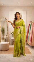 Green Glass Tissue Silk Saree