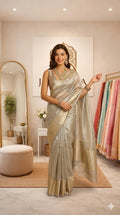 Grey Glass Tissue Silk Saree