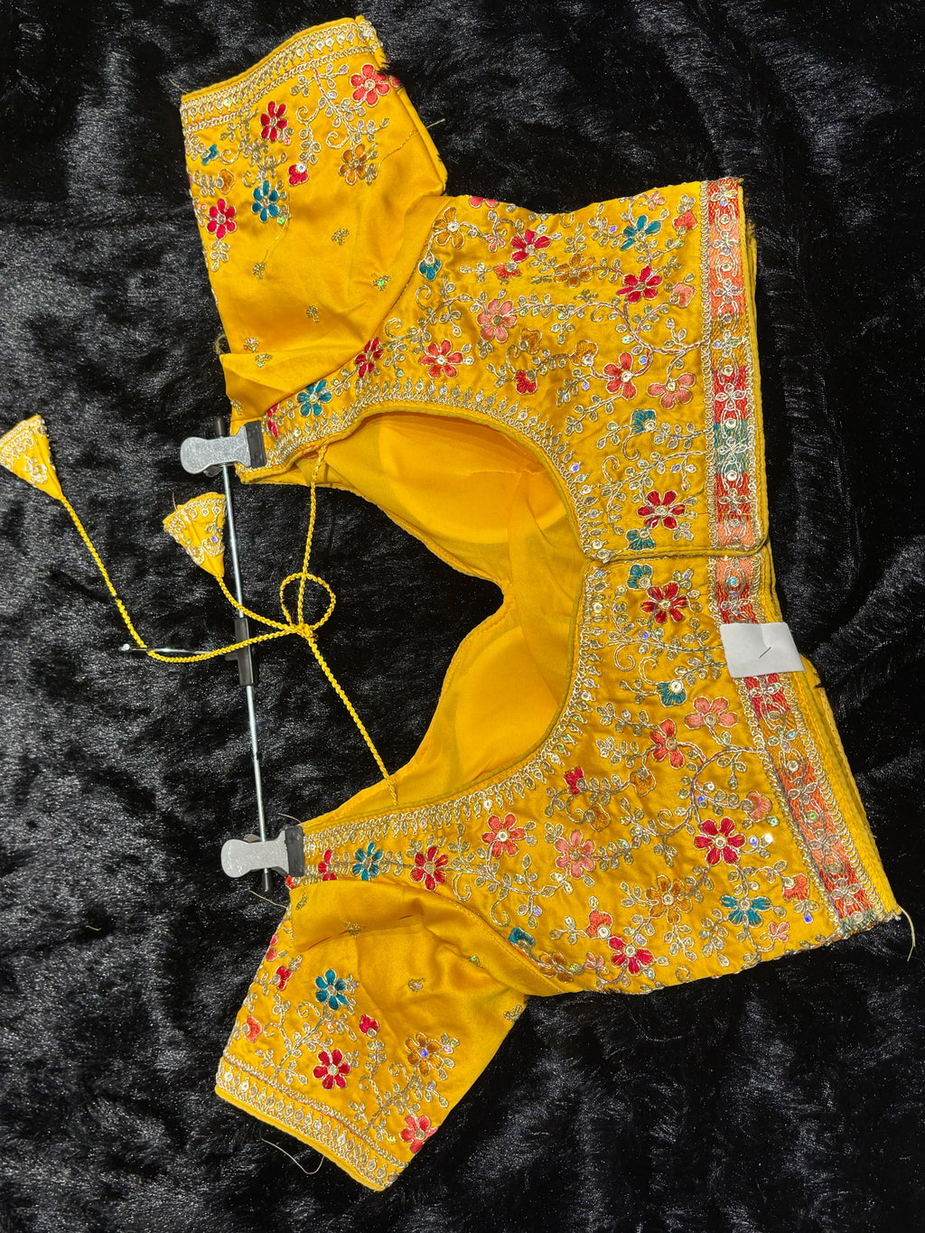 Mustard Floral Embroidered Readymade Blouse