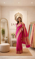 Pink Colour Khaddi Georgette Saree with Antique Zari