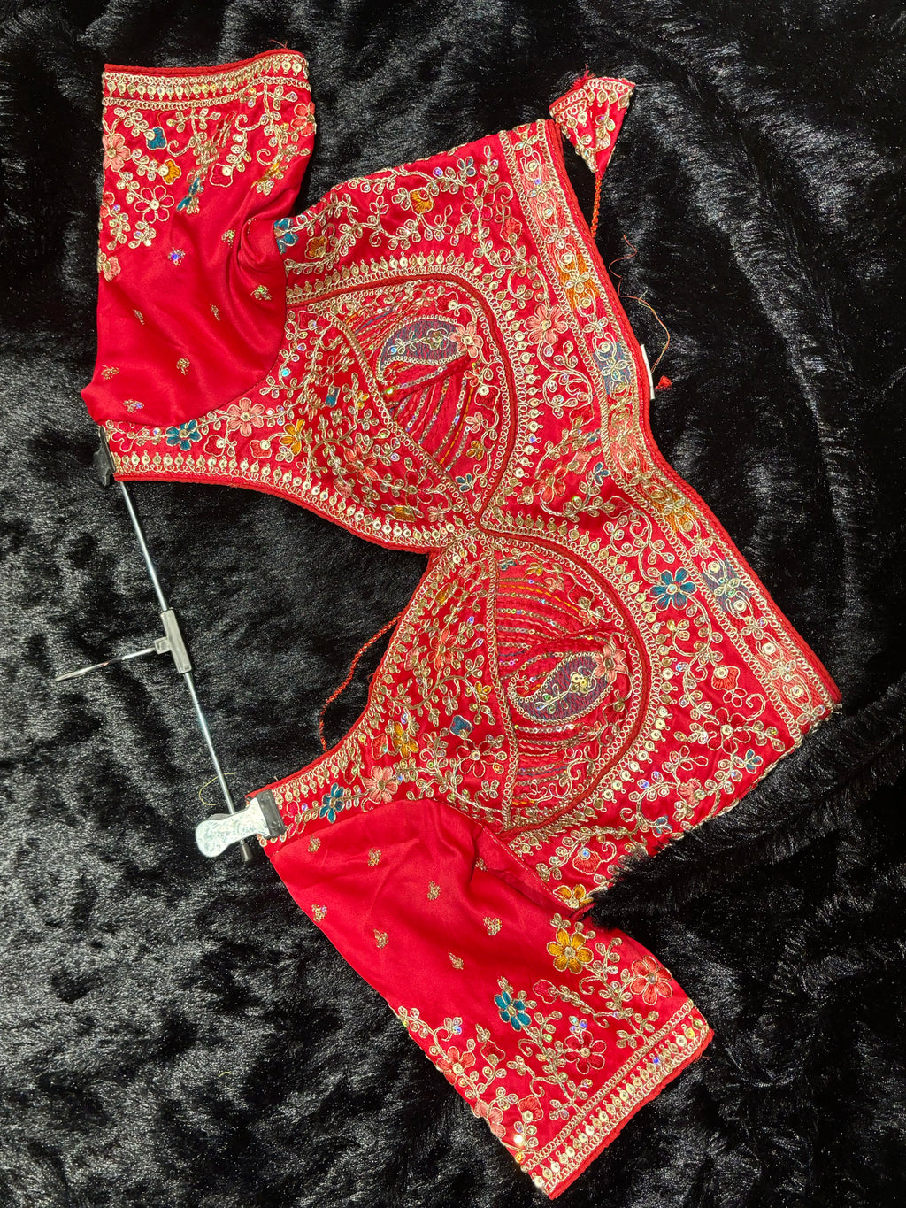 Red Floral Zari Embroidered Blouse