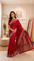 Red Mashru Silk Booti Jaal Saree