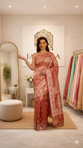 Shade Of Red Pure Tissue Meena Floral Jaal Silk Saree