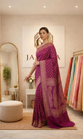 Margenta Shade Khaddi Georgette Saree with Antique Zari