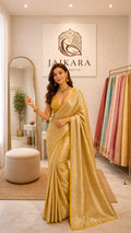 Yellow Glass Tissue Silk Saree